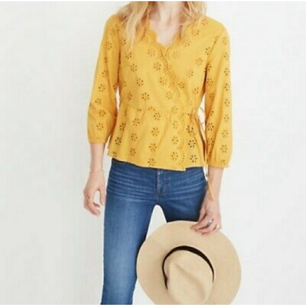 Madewell | Wrap around mustard yellow blouse